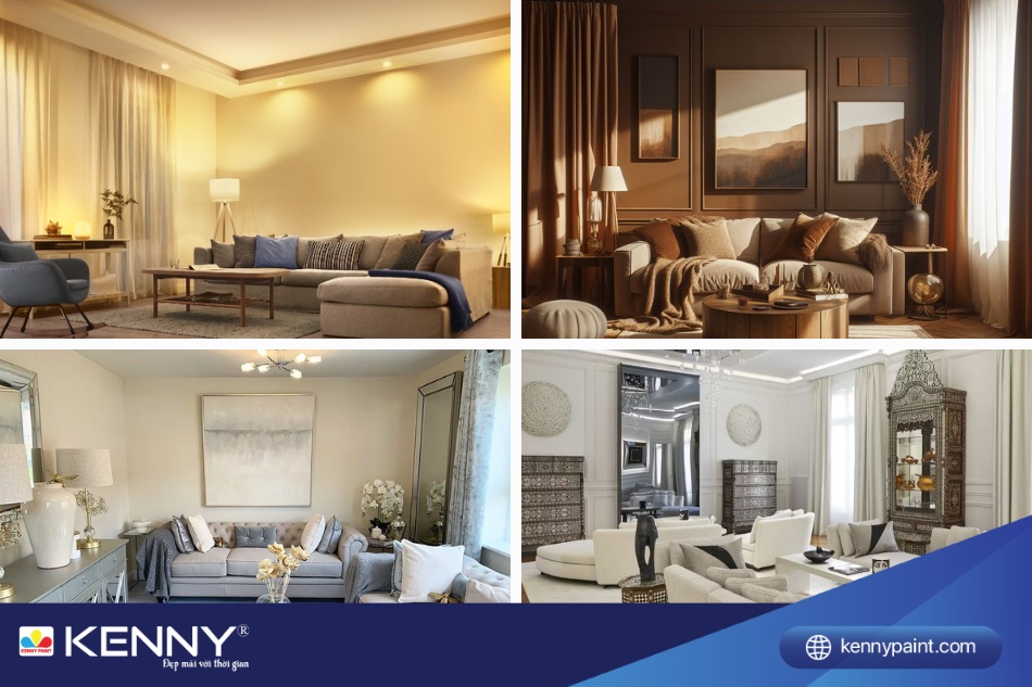 Gia chủ tuổi Tân Mão hợp sơn nhà màu trắng, xám bạc, vàng nhạt, nâu đất