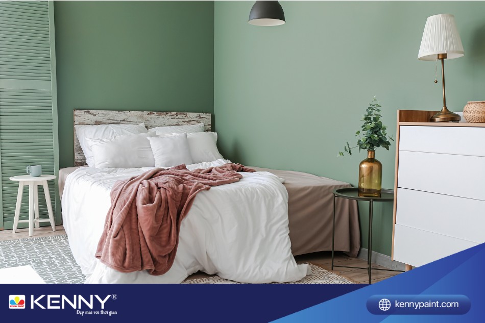 Sử dụng màu xanh giúp tạo cảm giác thoải mái, bình yên cho gia chủ