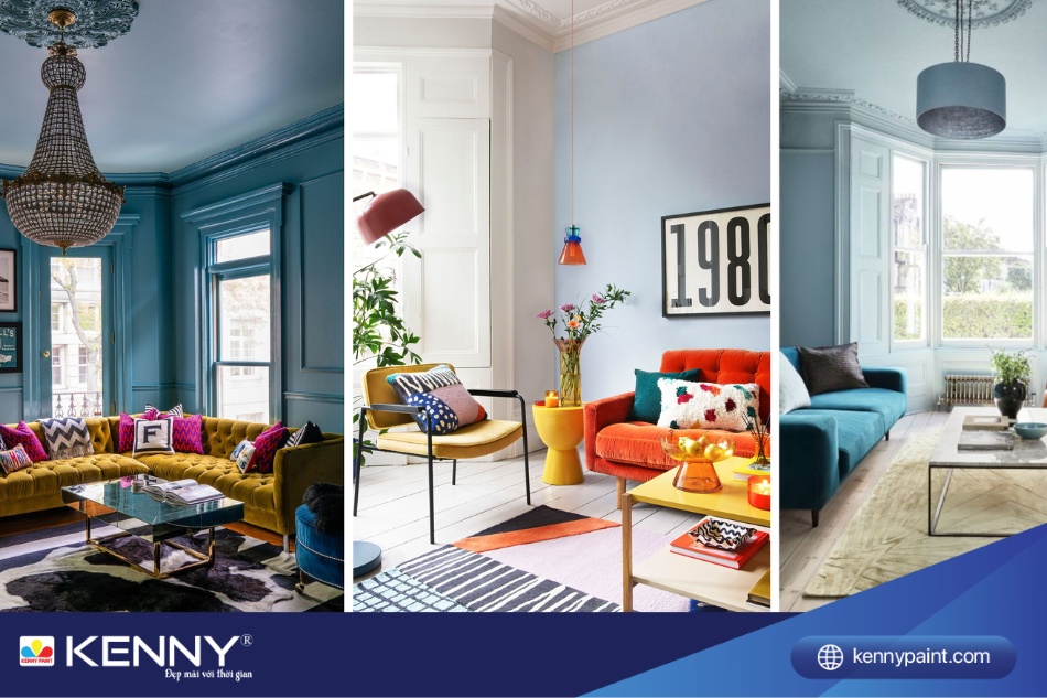 Tuổi Quý Hợi hợp sơn nhà màu xanh dương, xanh đen, xám, ghi, đen, trắng kem...