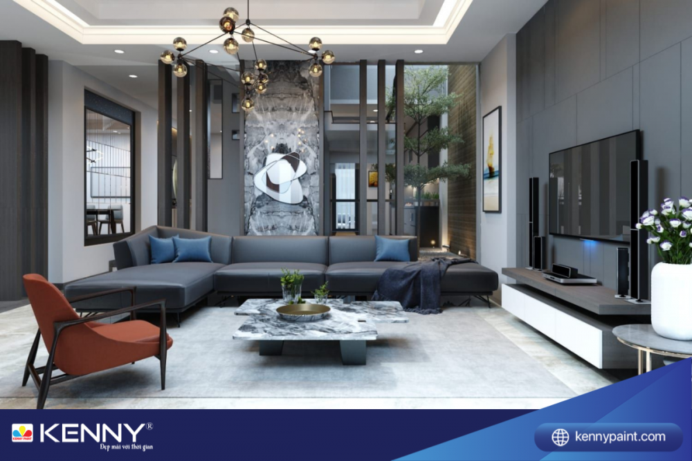 Sơn KENNY - Điểm tô ngôi nhà mơ ước vach-ngan-phong-khach-13