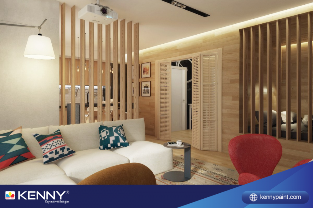 Sơn KENNY - Điểm tô ngôi nhà mơ ước vach-ngan-phong-khach-14