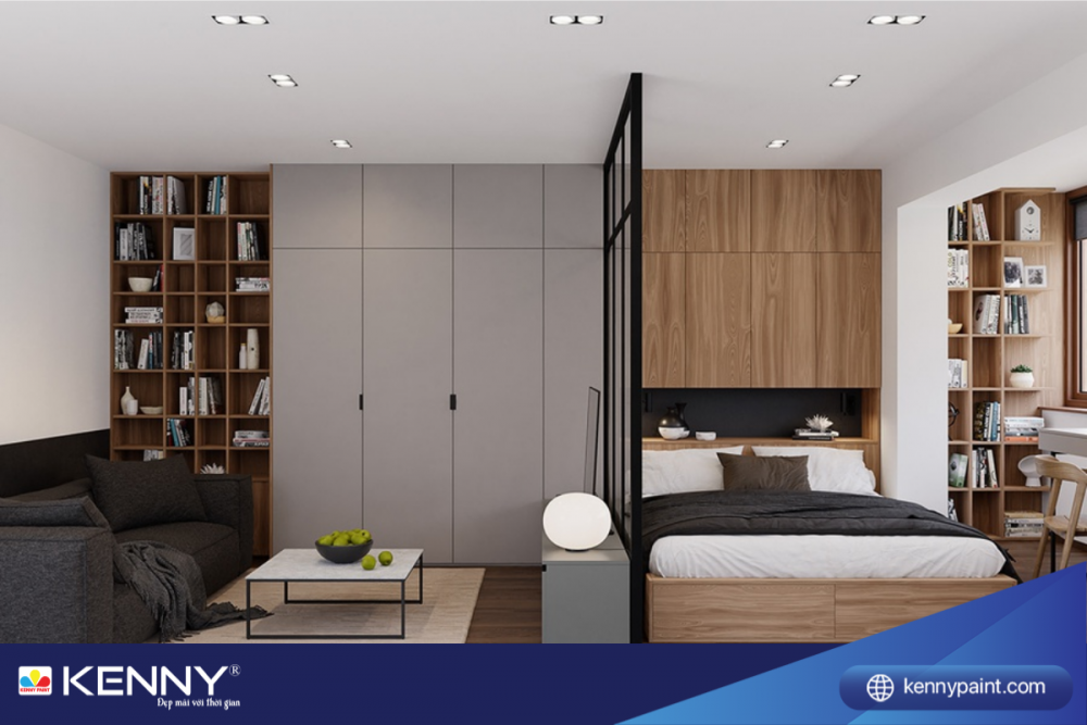 Sơn KENNY - Điểm tô ngôi nhà mơ ước vach-ngan-phong-khach-6