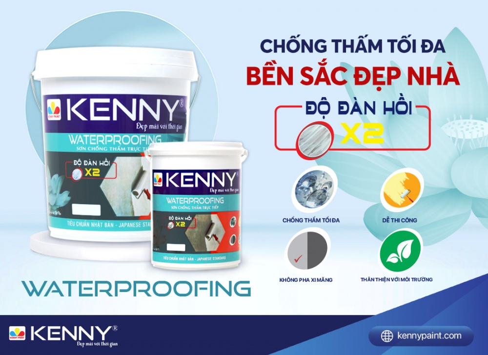 Sơn chống thấm màu KENNY WATERPROOFING với hơn 160 màu sắc cho bạn đa dạng sự lựa chọn