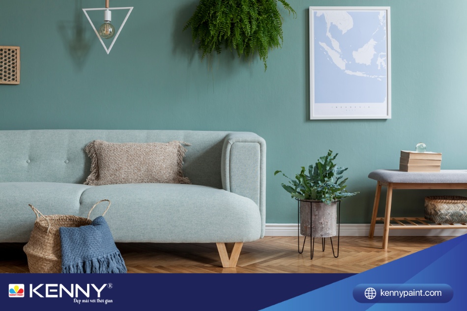 Được ví như sắc màu của sự yên bình và tươi mát, sơn màu xanh bạc hà tạo nên không gian sống trong lành, thư giãn