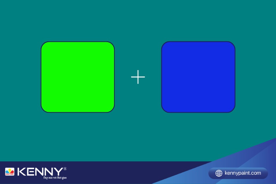 Pha màu xanh cổ vịt từ màu xanh dương và xanh lá cây